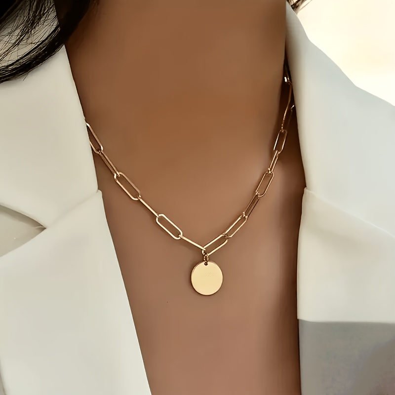 Women's Stylish Punk Chain Round Disc Necklace
